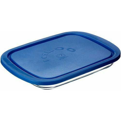 Igloo Jamonera - Contenedor Rectangular  de Vidrio con Tapa Azul.