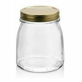 Flexy - Set De 10 Contenedores De Vidrio Con Tapa Dorada.