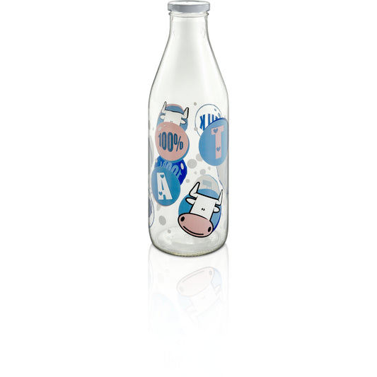 "Sirio"Botella De Vidrio Decorada De 1.1lt Milk 100%