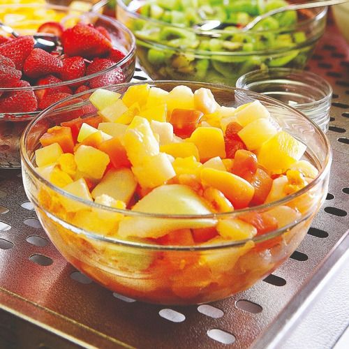 tazones serie glass de vidrio apilables con frutas