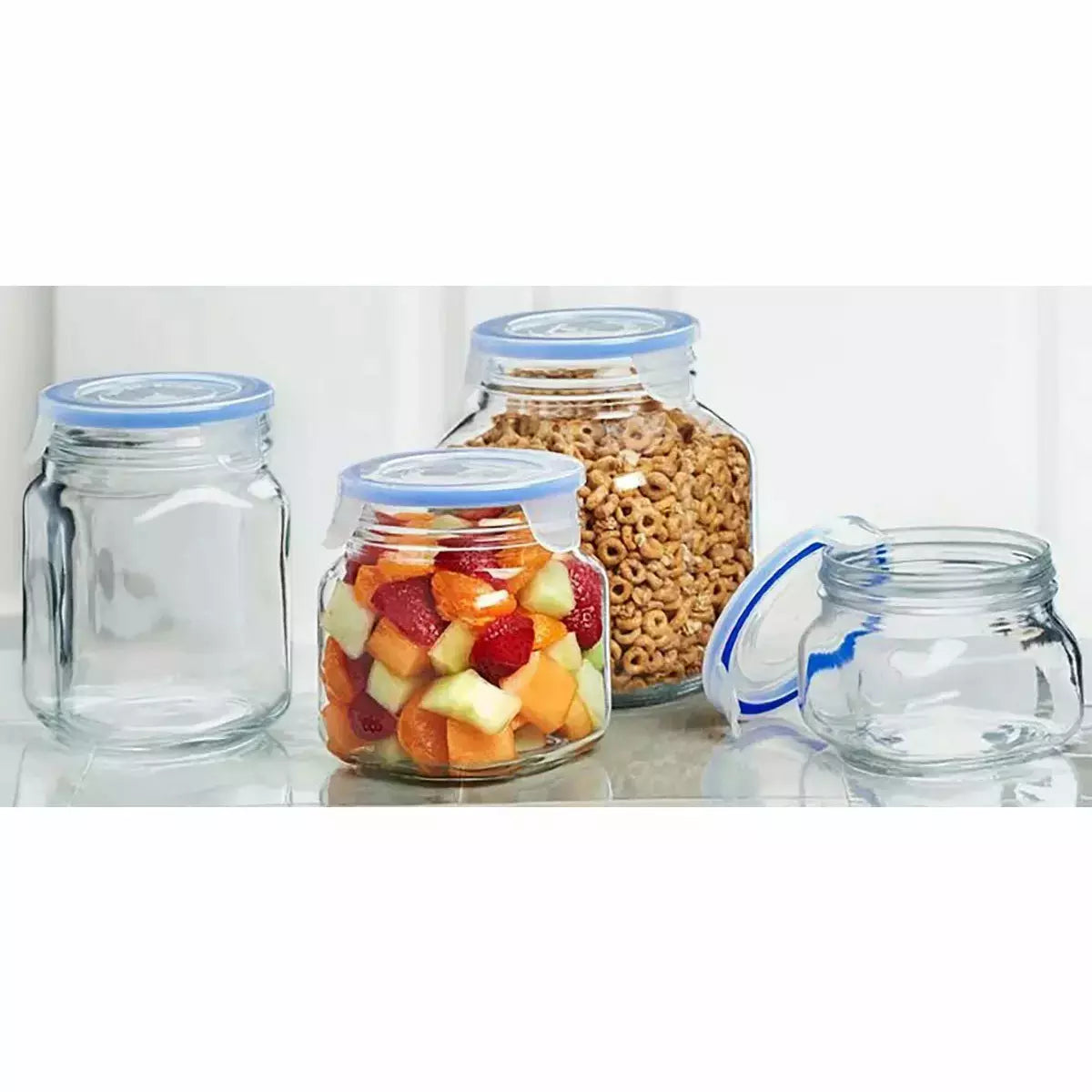 superblock frascos de vidrio con tapa topper para uso diario resistentes almacenar fruta, verdura o legumbres