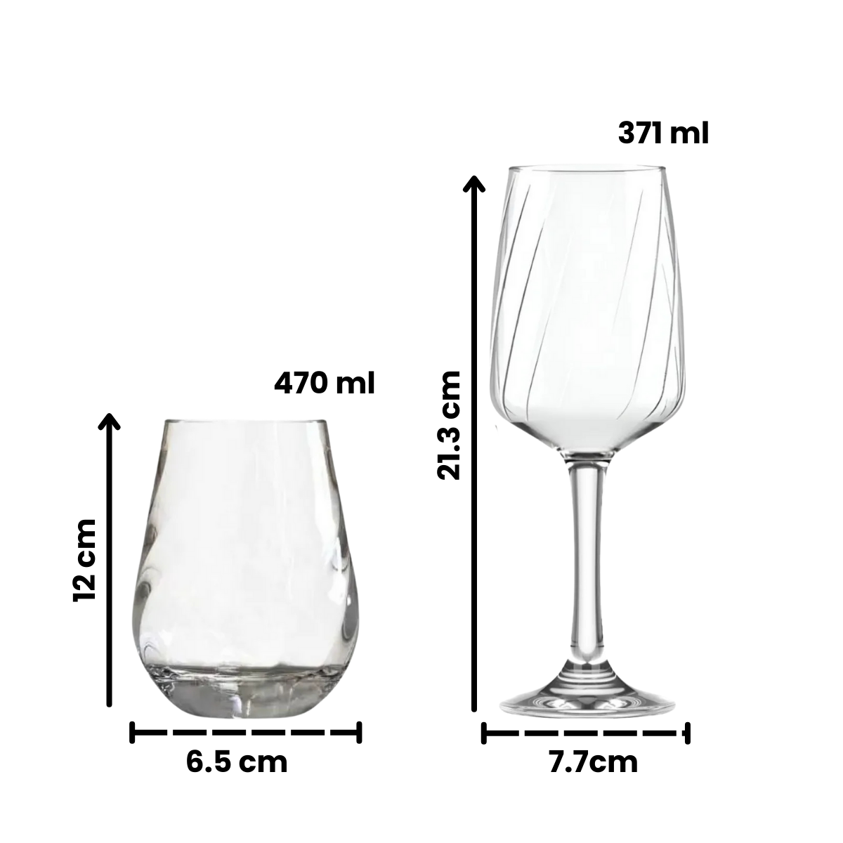 Lombardia - Copas Vino y Vasos de Vidrio - Moderno y Elegante