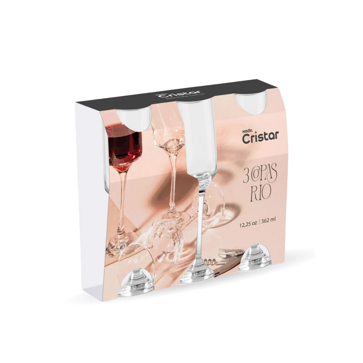 Rio - Juego de Copas de Vidrio para Vino – Diseño Clásico en Caja de Presentación