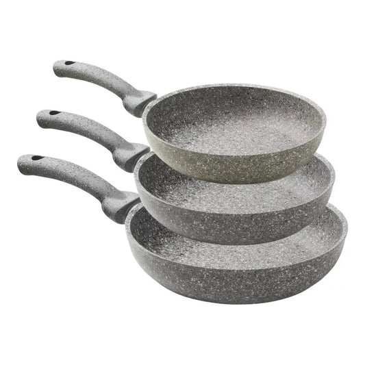 Cuore Di Pietra - Set 3 Sartenes de Granito Antiadherente 24 cm, 26 cm y 28 cm