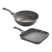 Cuore Di Pietra - Set De 2 Sartenes Wok Y Grill de Granito