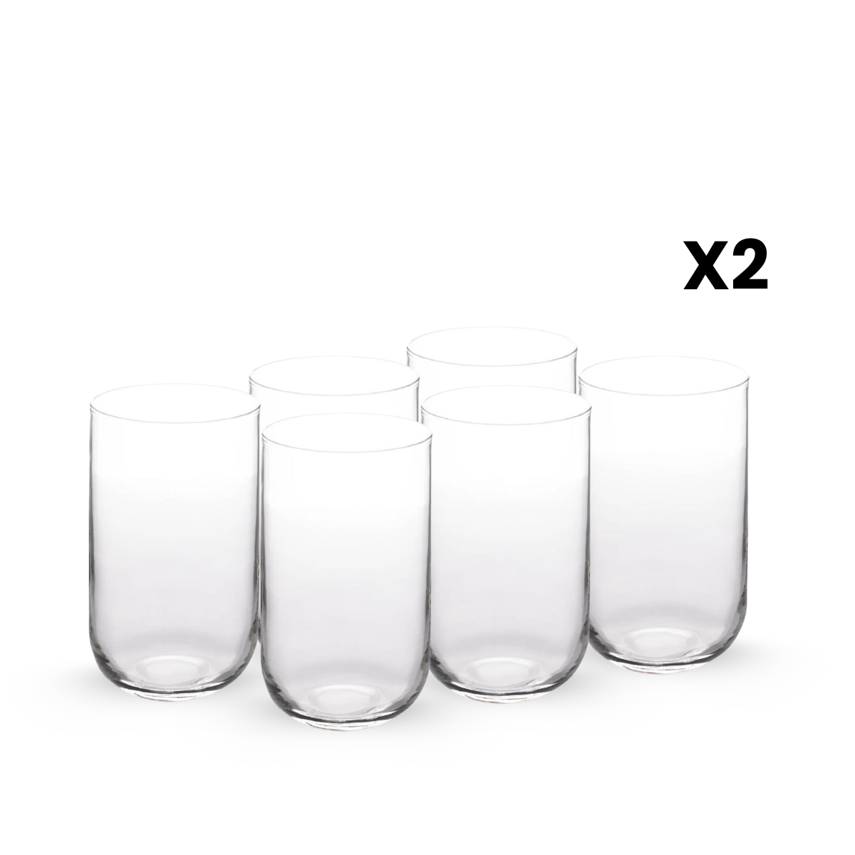 Capella – Juego de Vasos de Vidrio de Diseño Cilíndrico con Boquilla Amplia