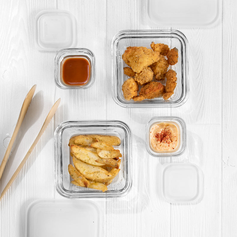 Save N – Set de 4 Contenedores de Vidrio con Tapa Hermética – Diseño Apilable