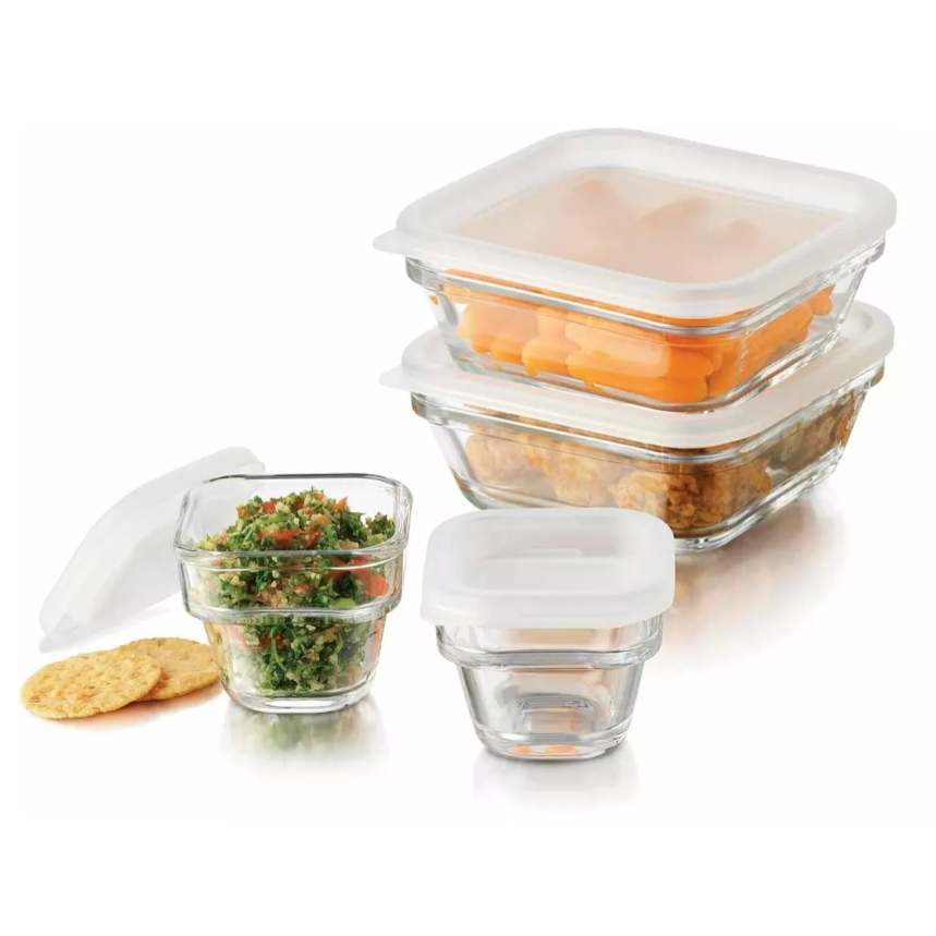 Save N – Set de 4 Contenedores de Vidrio con Tapa Hermética – Diseño Apilable