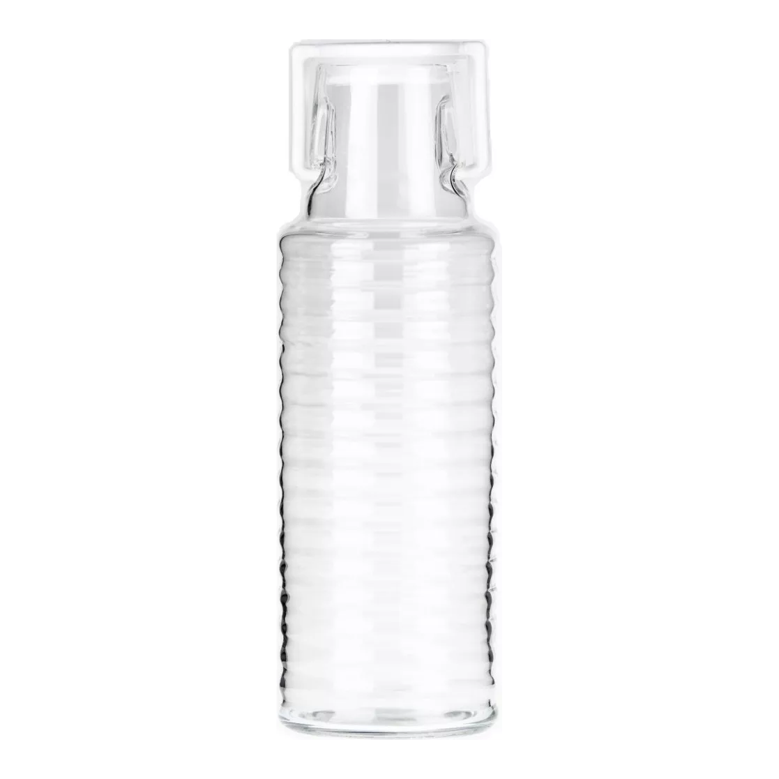 Borgonovo Argo - Botella De Vidrio Capacidad 1.1 Lt Con Tapa Blanca Reutilizables Envase de Vidrio Transparente Recargables Para Jugo, Agua
