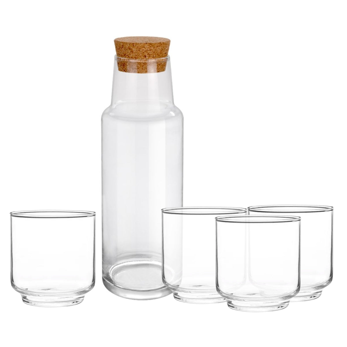 Olimpia - Botella con corcho y 4 Vasos