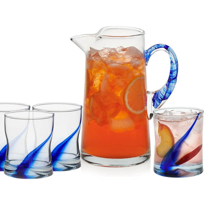 Ribbon - Juego 4 De Vasos De Vidrio con Jarra