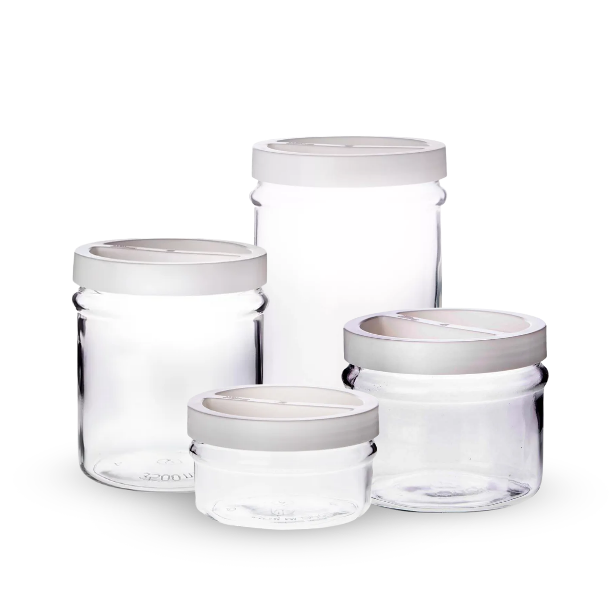 Ortes Practica – Recipiente de Vidrio con Tapa Giratoria Blanco/Rojo – Diseño Funcional