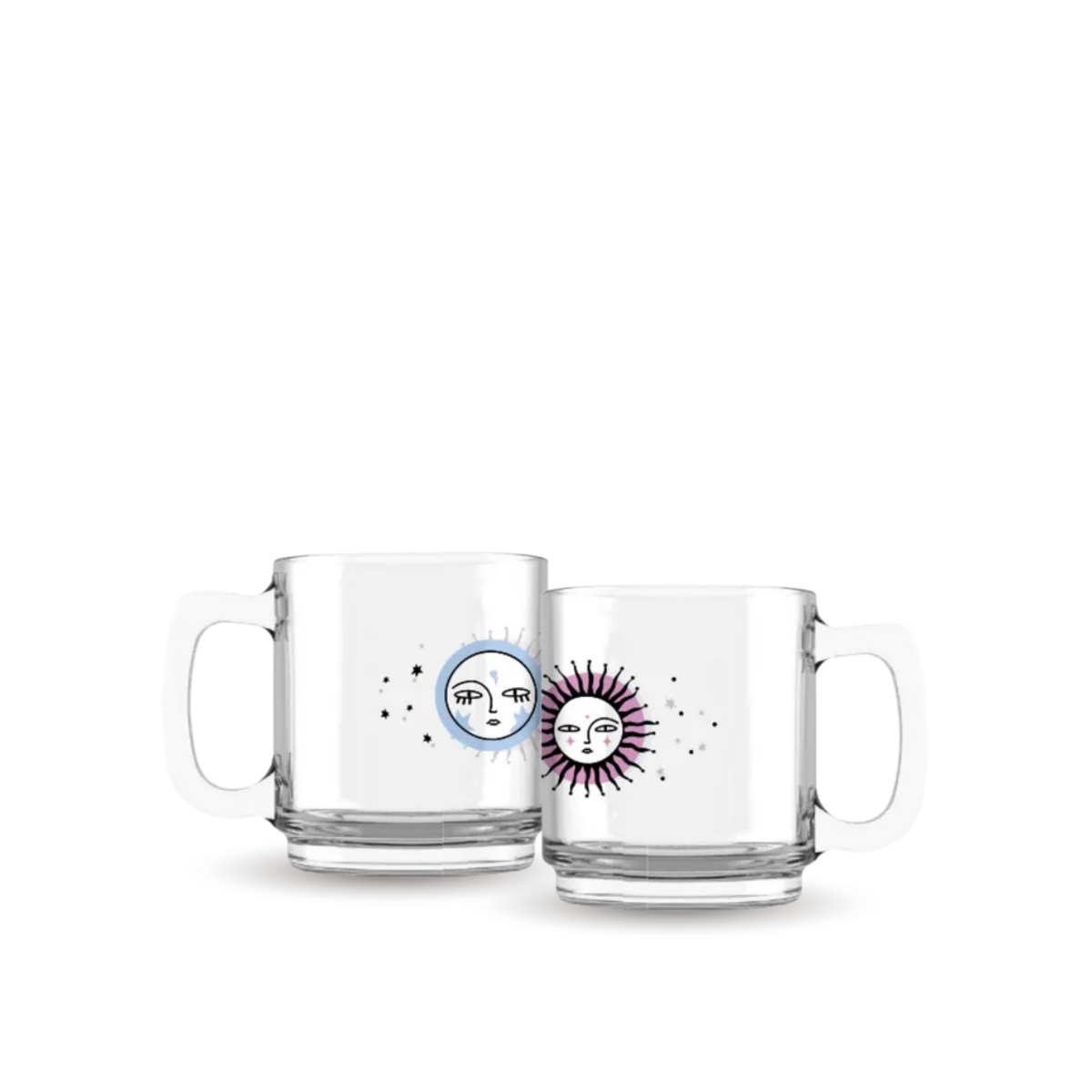 Firenze Toy  Juego de 2 Tazas de Vidrio – Fantasía - Sol y Luna