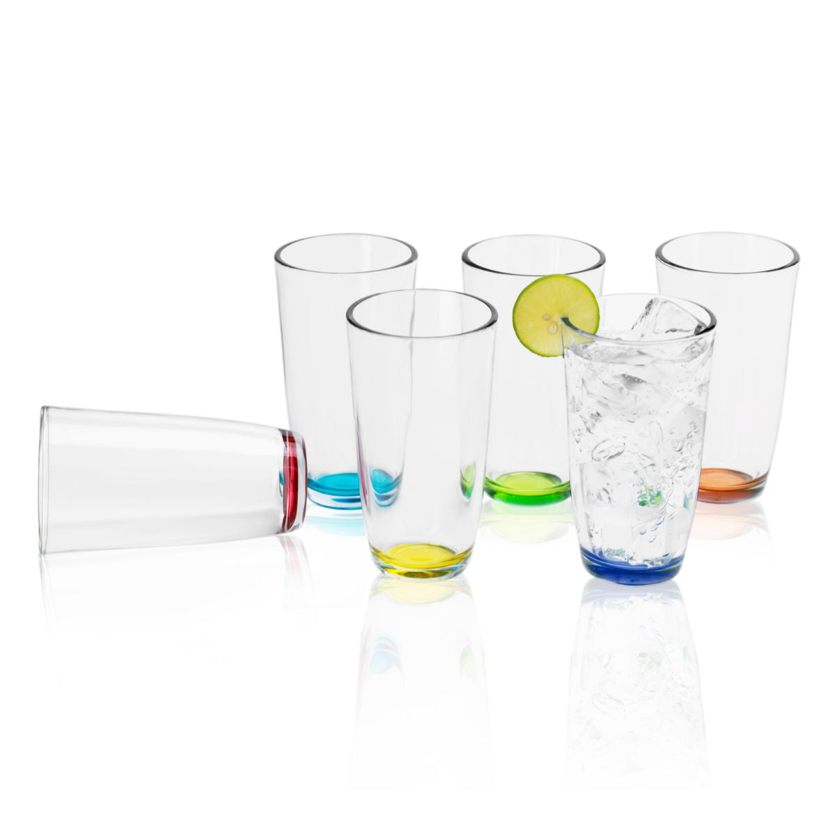 Santa Elenita Colores - Juego de 6 Vasos de Vidrio 316 ml