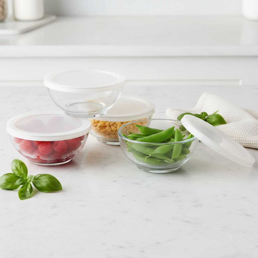 Selene - Set De 4 Contenedores De Vidrio Con Tapa - Diseño Moderno Resistente