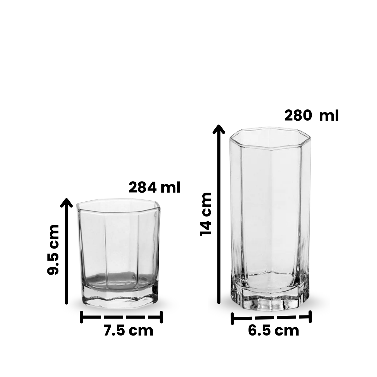 Provenza – Juego de 6 Vasos de Vidrio de Diseño Facetado