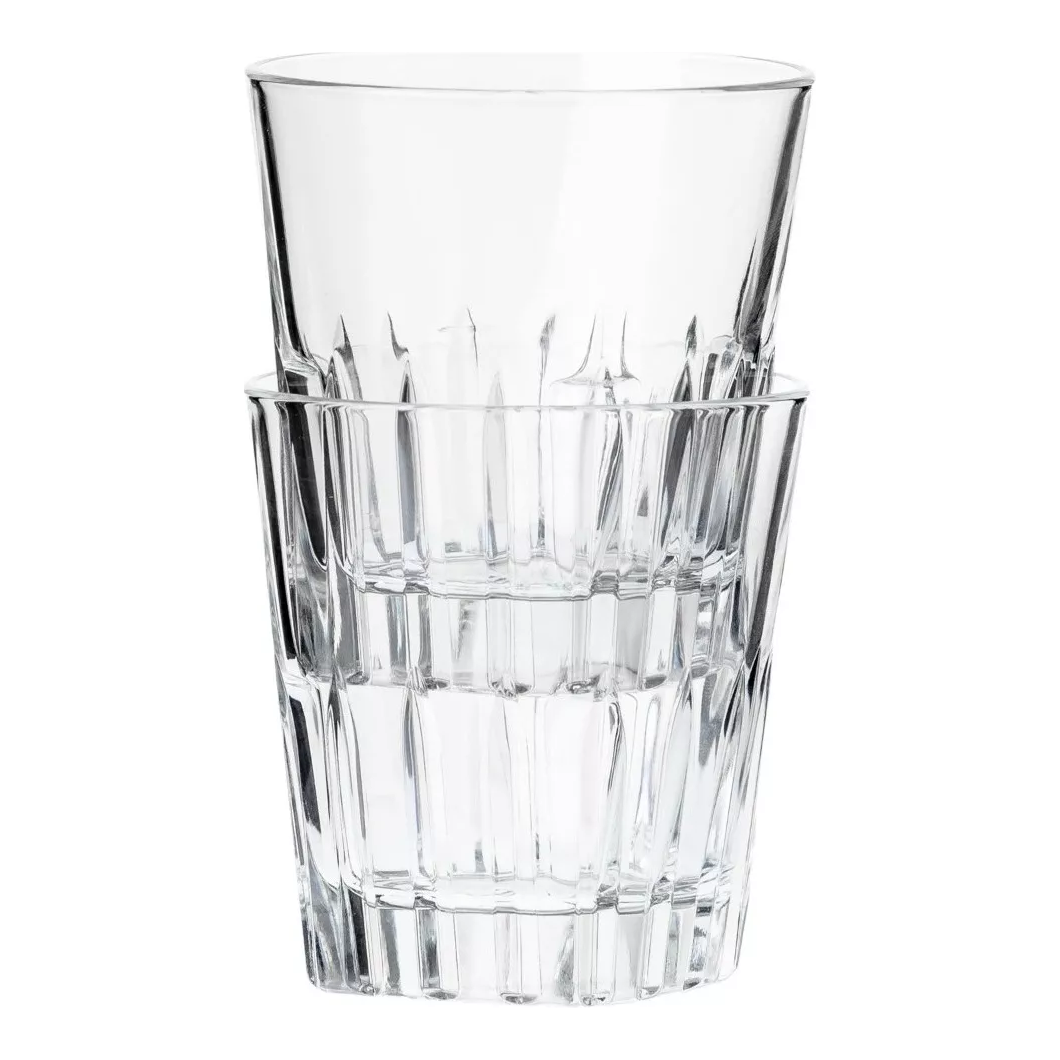 Stepback - Juego de 6 Vasos de Vidrio Tipo Cortado