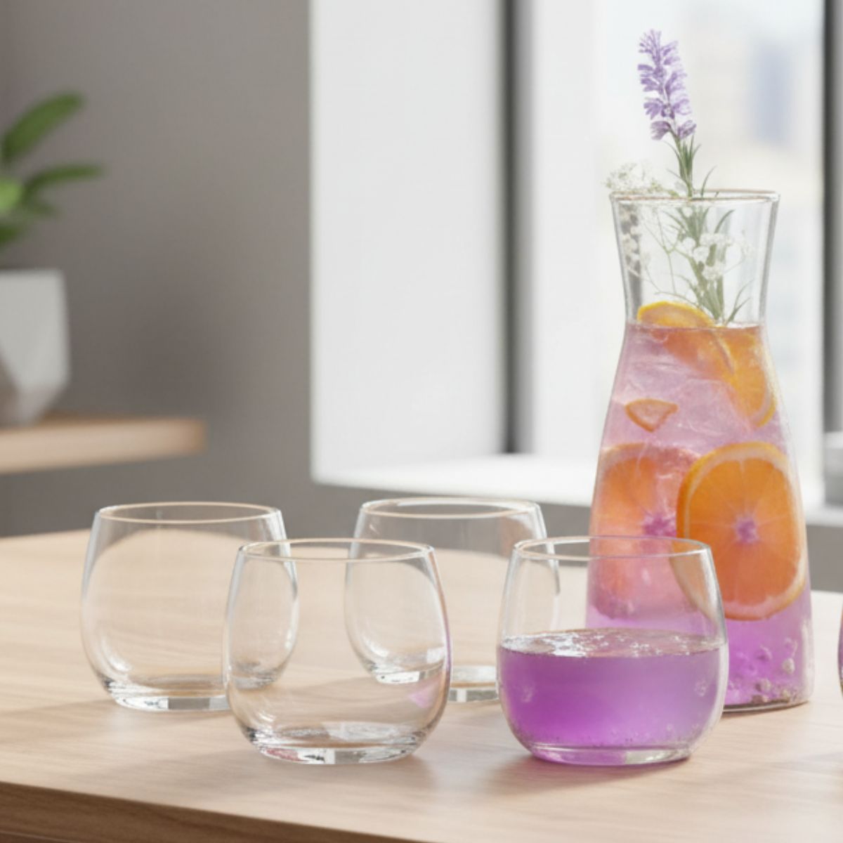 Torino - Set de Jarra De Vidrio 1 Lt y 4 Vasos De 400 ml