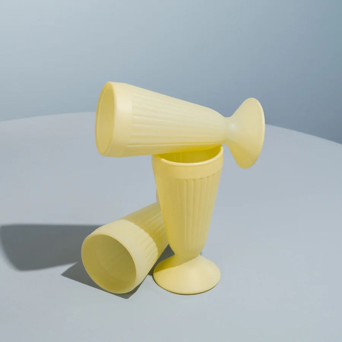 TOY Butter Yellow - Juego de Copas Malteadas de Vidrio – Estilo Vintage y Retro