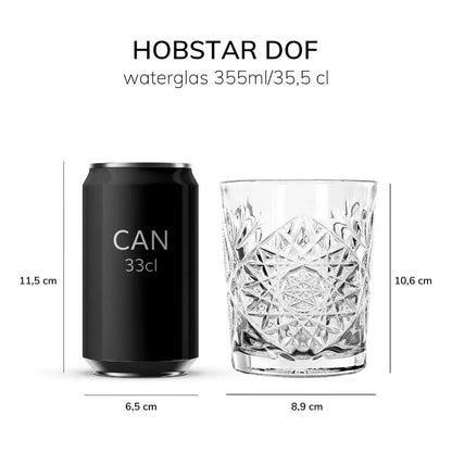 Hobstar - Juego De 4 Vasos De Vidrio Tipo Cortado 355 ml