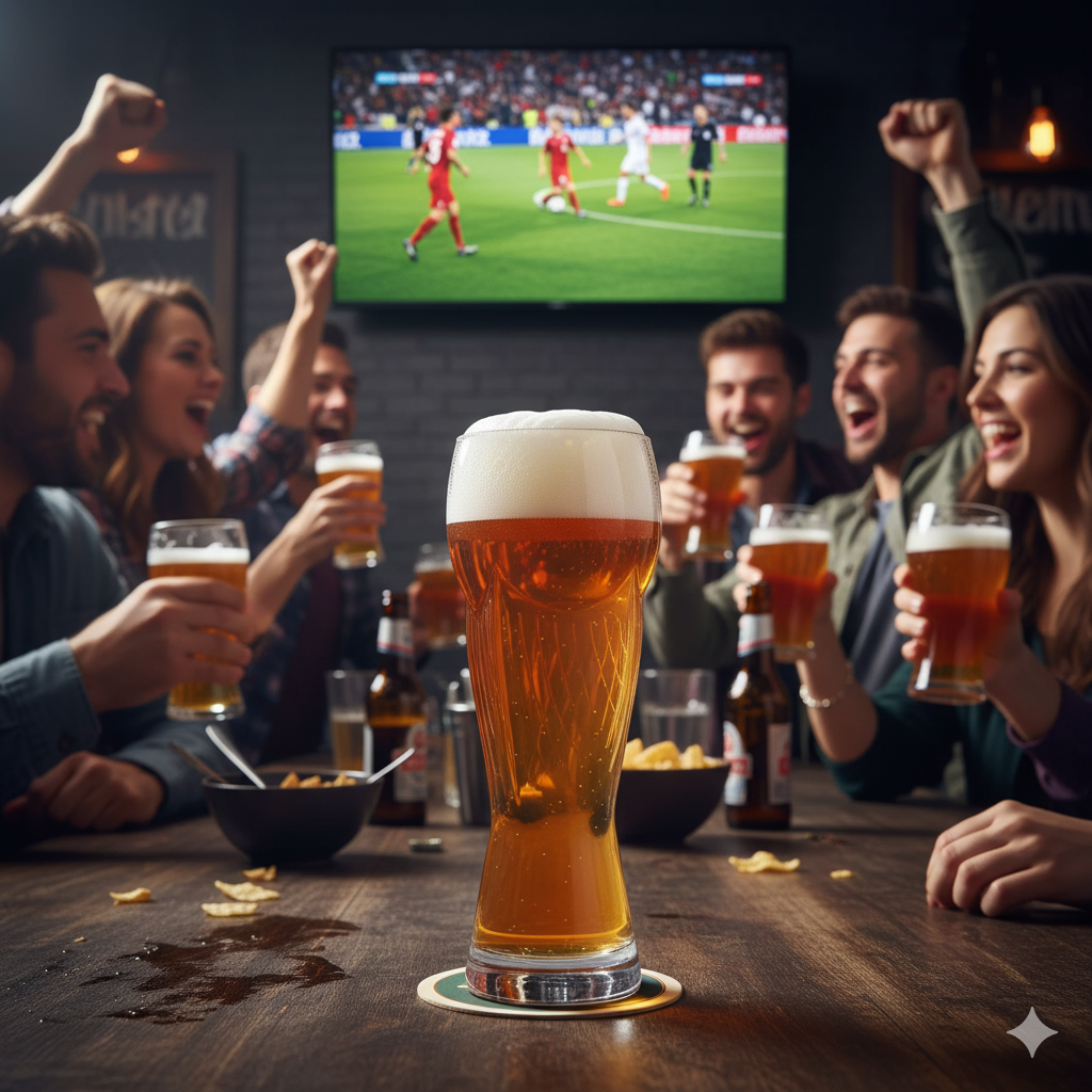 Trofeo – Juego de 6 Vasos Cerveceros 395 ml en Forma de Copa – Diseño Deportivo Original