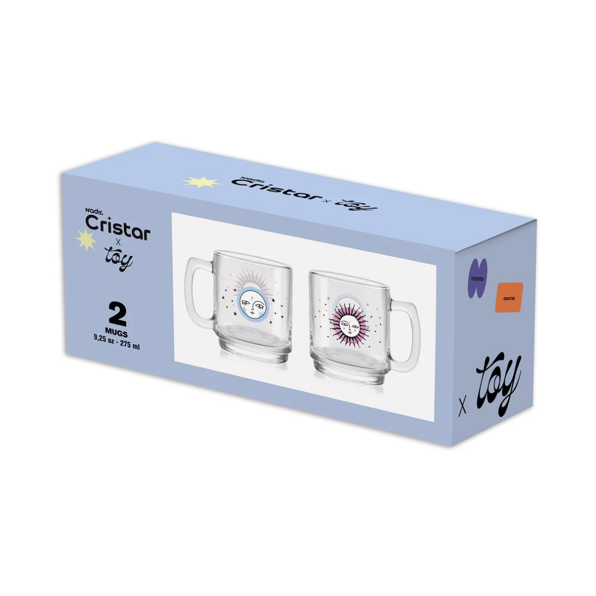 Firenze Toy  Juego de 2 Tazas de Vidrio – Fantasía - Sol y Luna
