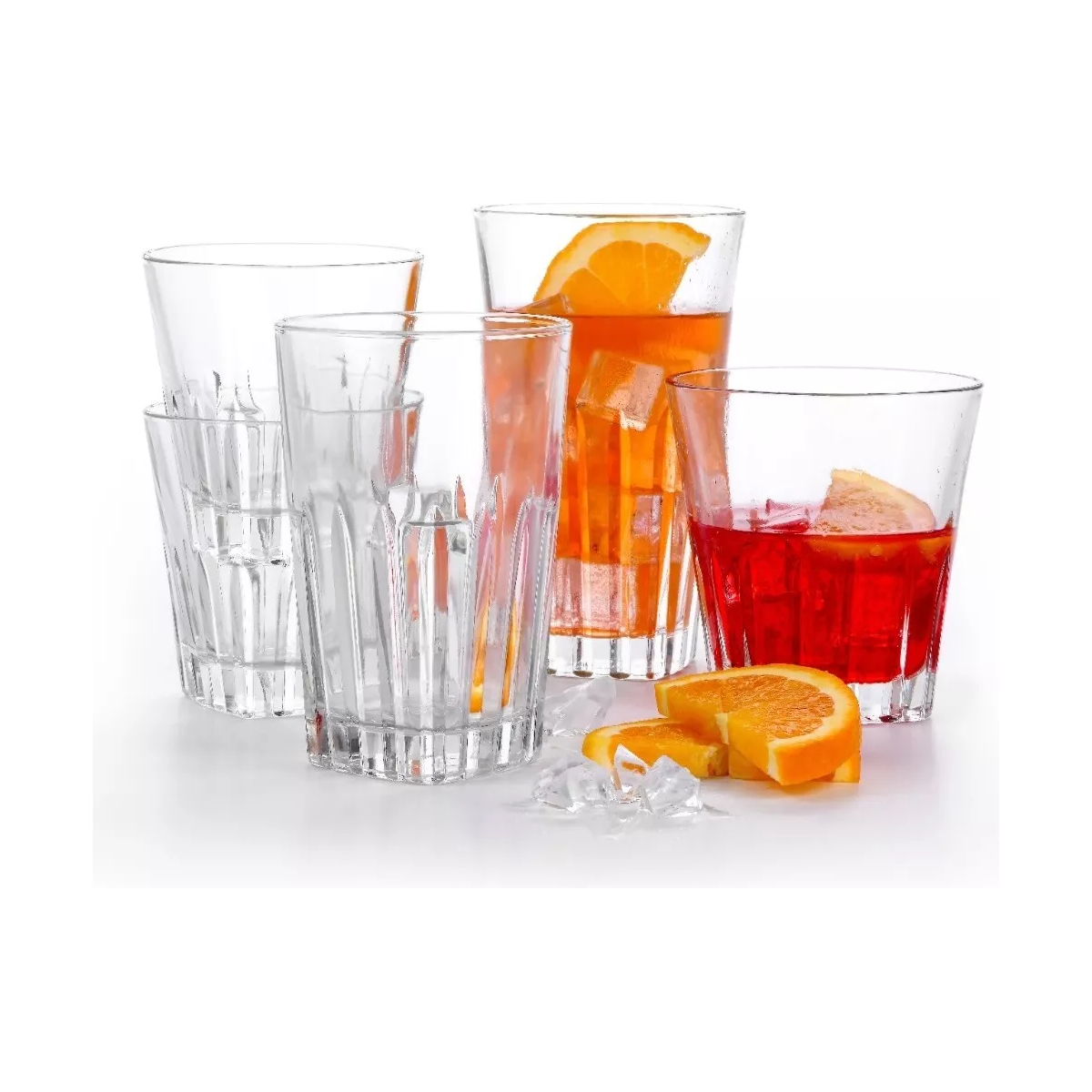 Stepback - Juego de 6 Vasos de Vidrio Tipo Cortado