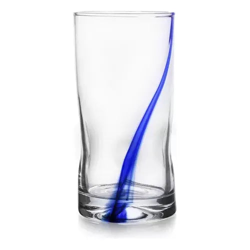 Libbey Ribbon - Juego De 6 Vasos De Vidrio Vaso HB Transparente de Cristal con efecto Azul  para Restaurantes, Hogar y Cocina, Para Agua, Té, Helado, Jugo, Coctél, Limonada