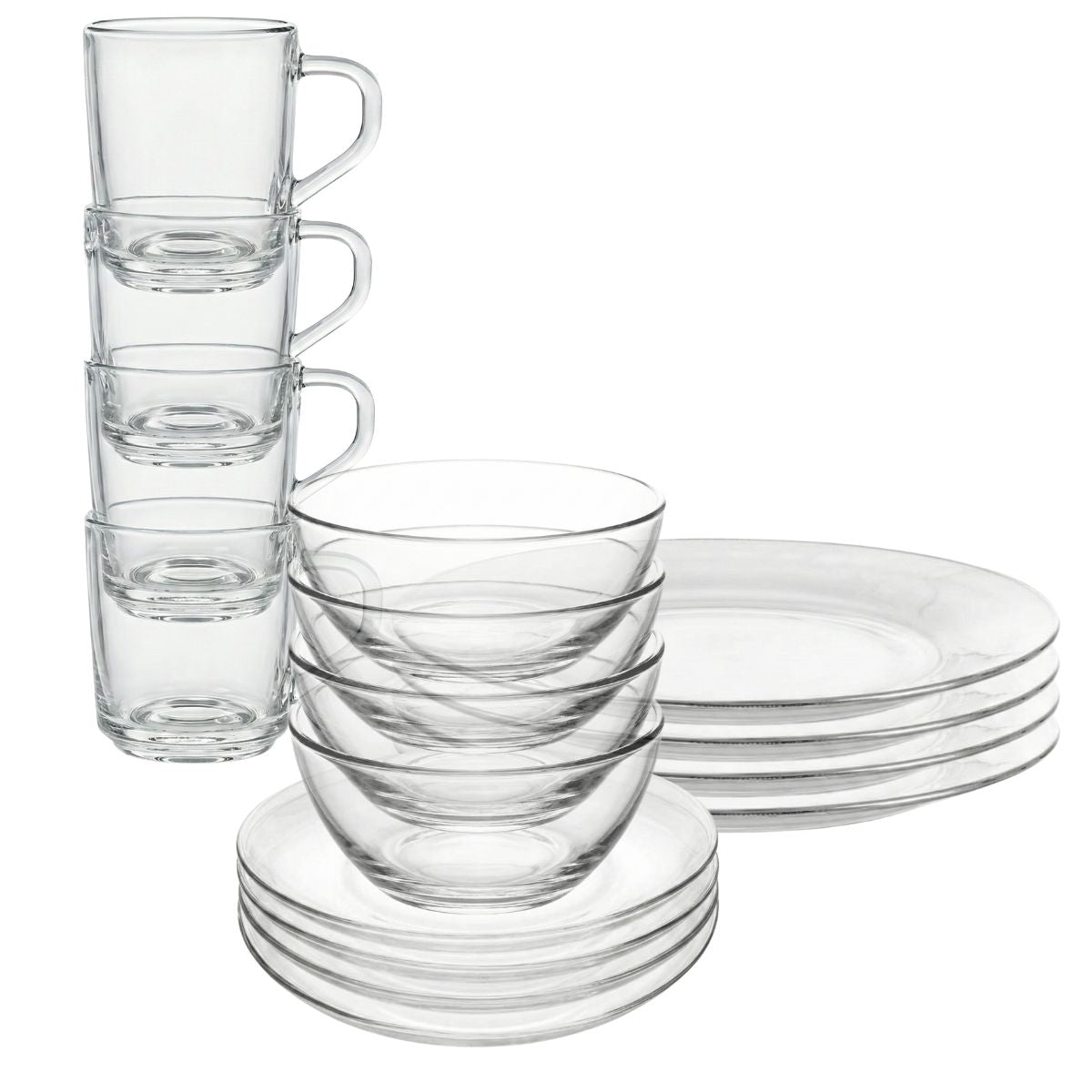 Stylo - Vajilla De 16 Pzas De Vidrio Redonda