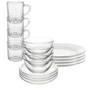 Stylo - Vajilla De 16 Pzas De Vidrio Redonda