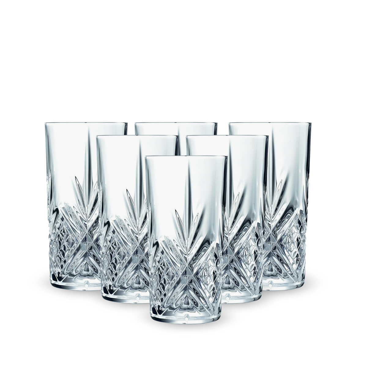 Eugene – Juego de 6 Vasos de Vidrio Tipo Cortado Estilo Vintage