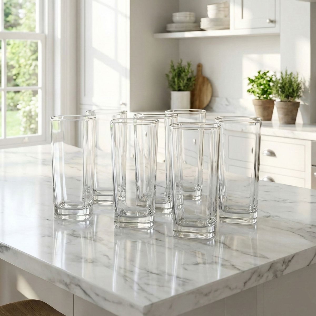 Schubert – Juego de 6 Vasos de Vidrio Cuadrados
