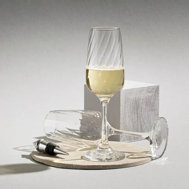 Lombardia - Juego de Copas de Vidrio 371 ml y 225 ml – Vino Tinto y Champaña Elegante