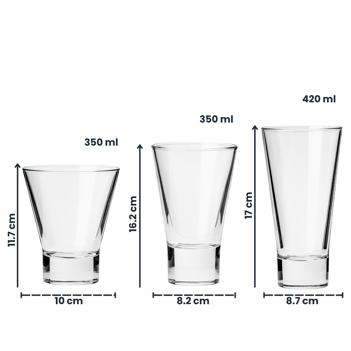 Serie V - Juego De 6 Vasos De Vidrio