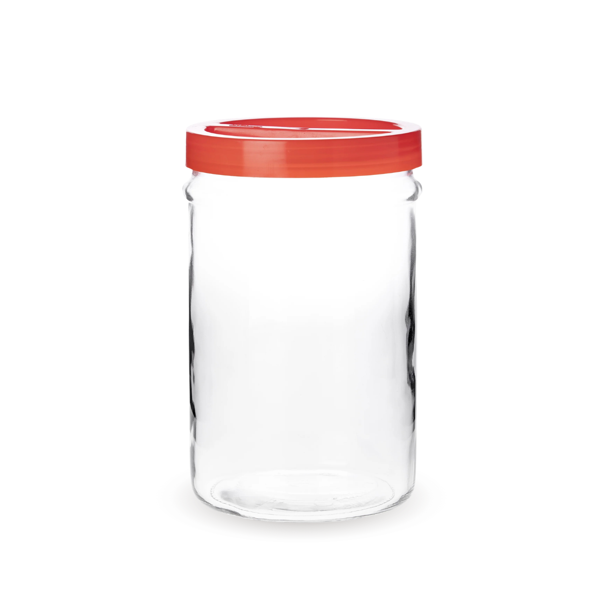 Ortes Practica – Recipiente de Vidrio con Tapa Giratoria Blanco/Rojo – Diseño Funcional