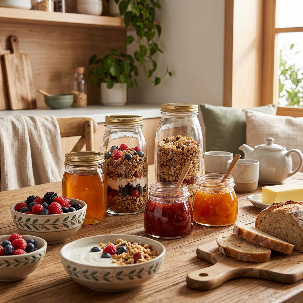 Flexy – Contenedor de Vidrio con Tapa Dorada Hermética – Diseño Moderno Premium