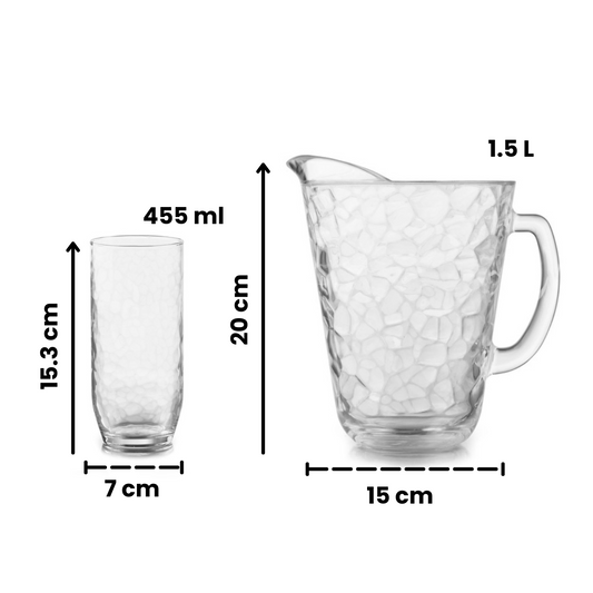 Alaska - Juego 4 De Vasos De Vidrio con Jarra
