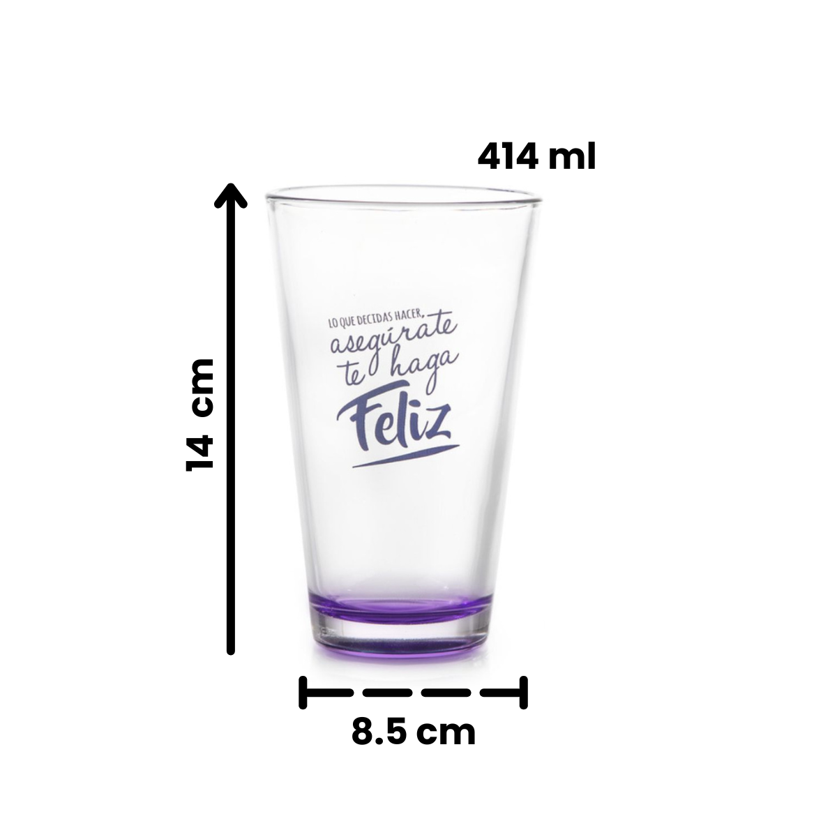 Quotes- Juego De 4 Vasos 414 ml De Vidrio Decorado