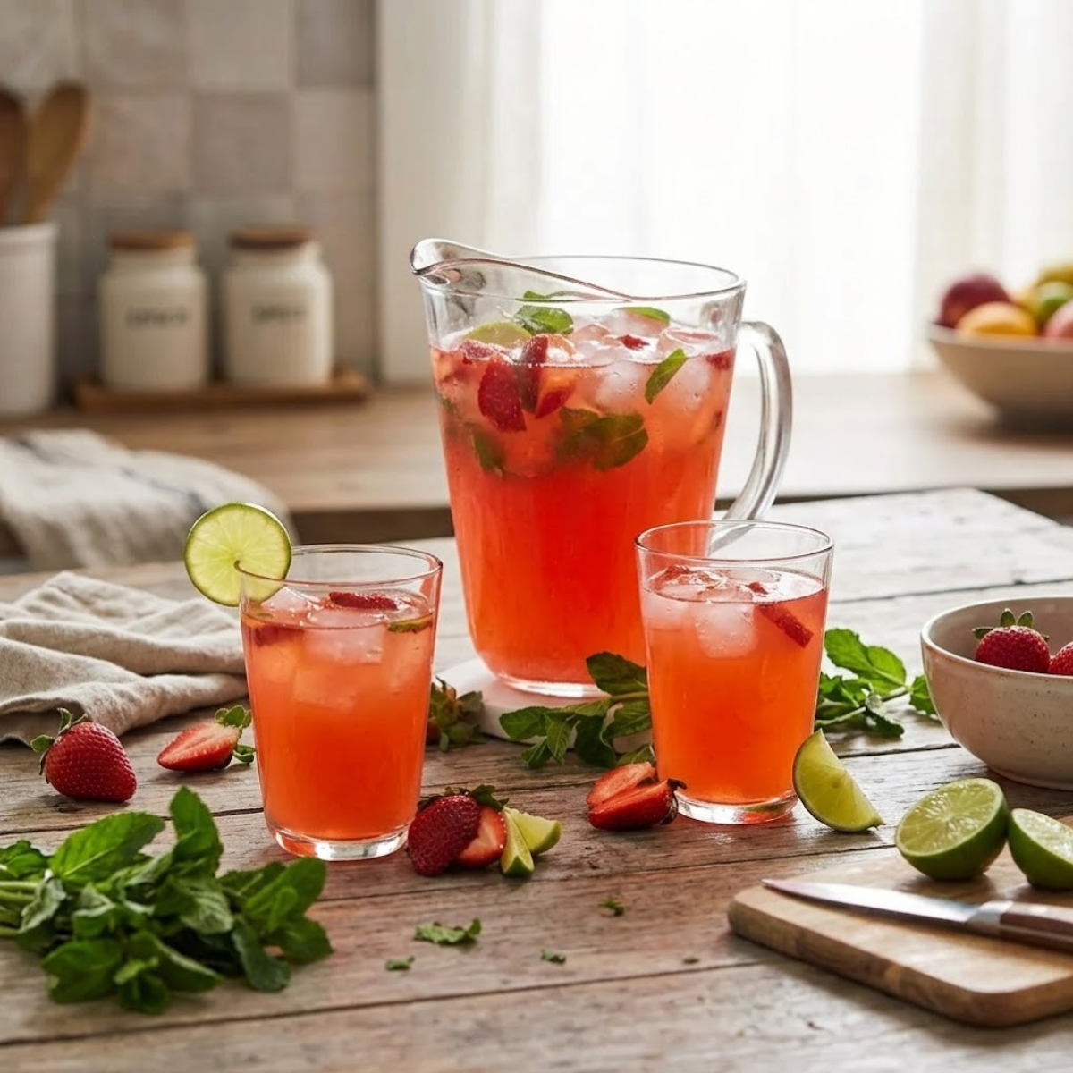 set de 6 vasos y jarra de vidrio calypso para uso diario en casa o jardin 