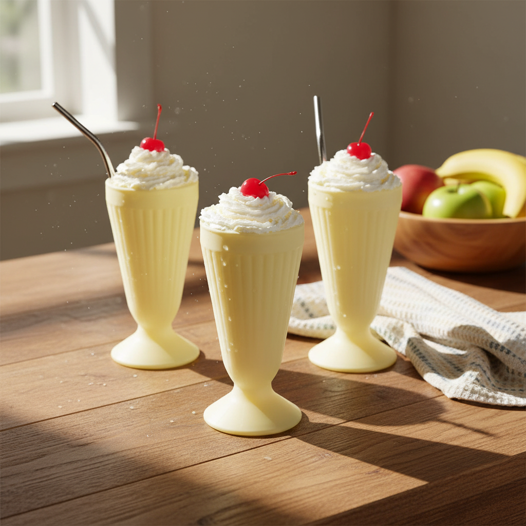 TOY Butter Yellow - Juego de Copas Malteadas de Vidrio – Estilo Vintage y Retro