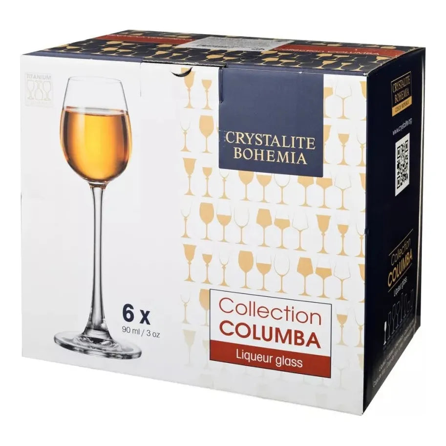 Columba - Juego De 6 Copas de 90 ml Licor Copa de Vidrio Cristal