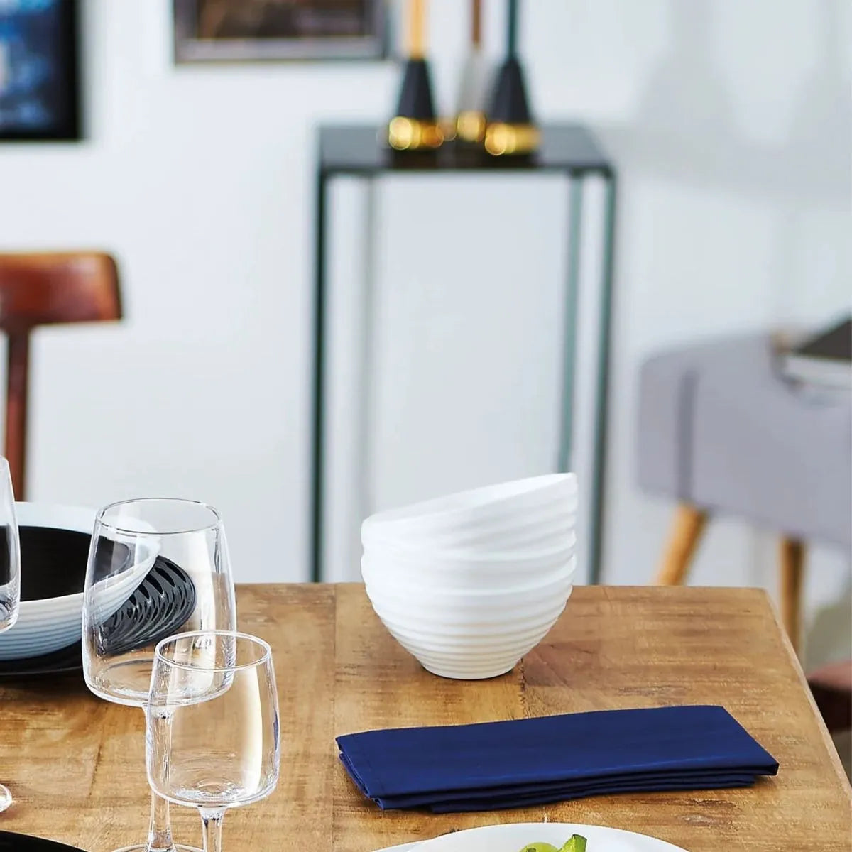 Harena Juego 6 Bowls De Opal Tazón Blanco Para Cereal Cocina