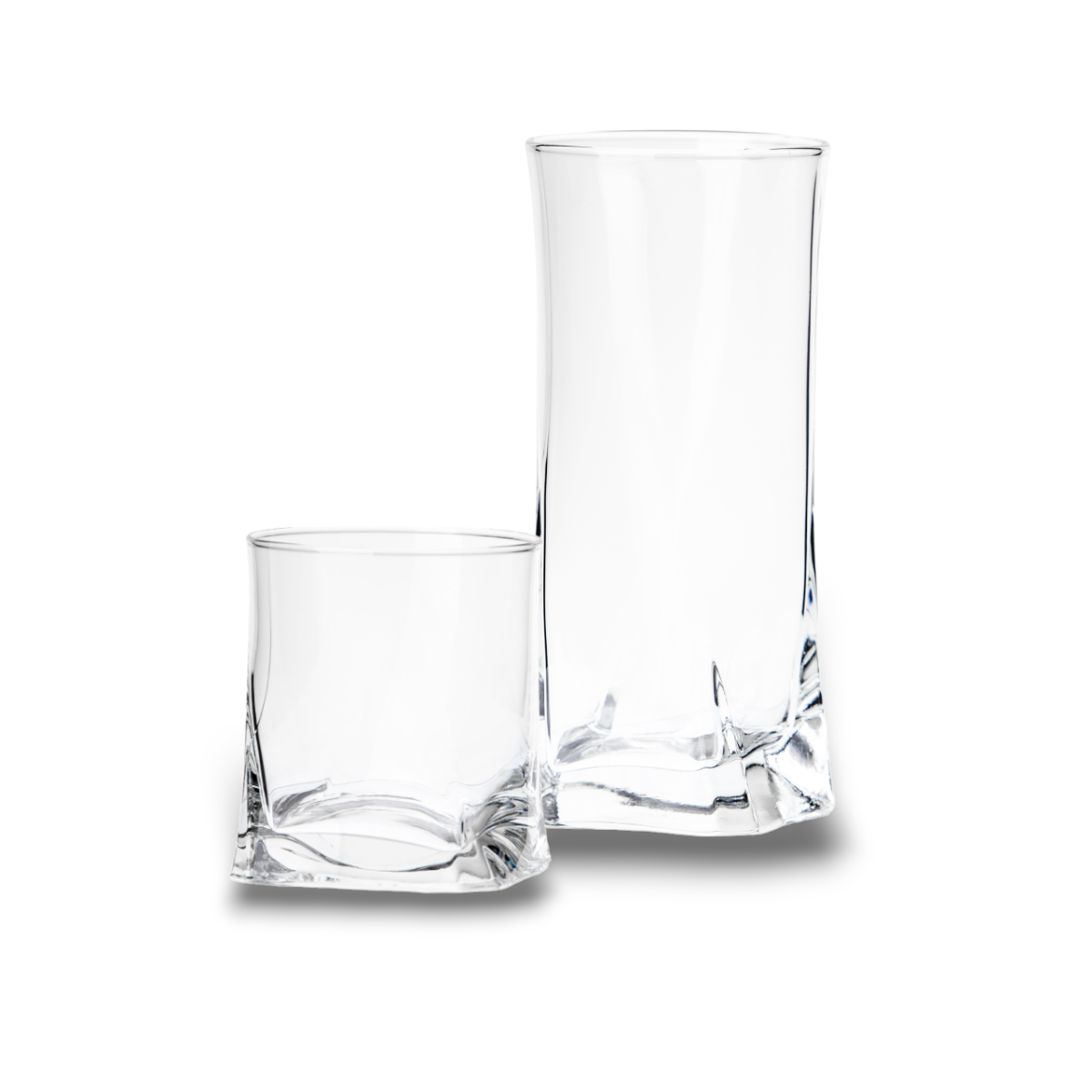 Gotico - Set De 12 Vasos De Vidrio Altos Y Bajos