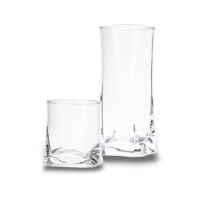 Gotico - Set De 12 Vasos De Vidrio Altos Y Bajos