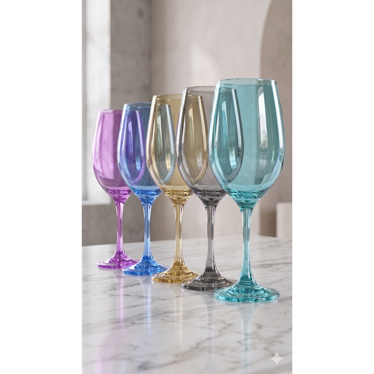 Signoria Colors - Juego de 6 Copas Para Vino De Vidrio Pintado