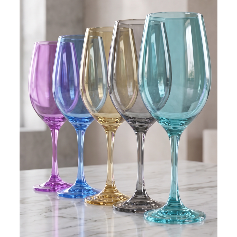 Signoria Colors - Juego de 6 Copas Para Vino De Vidrio Pintado