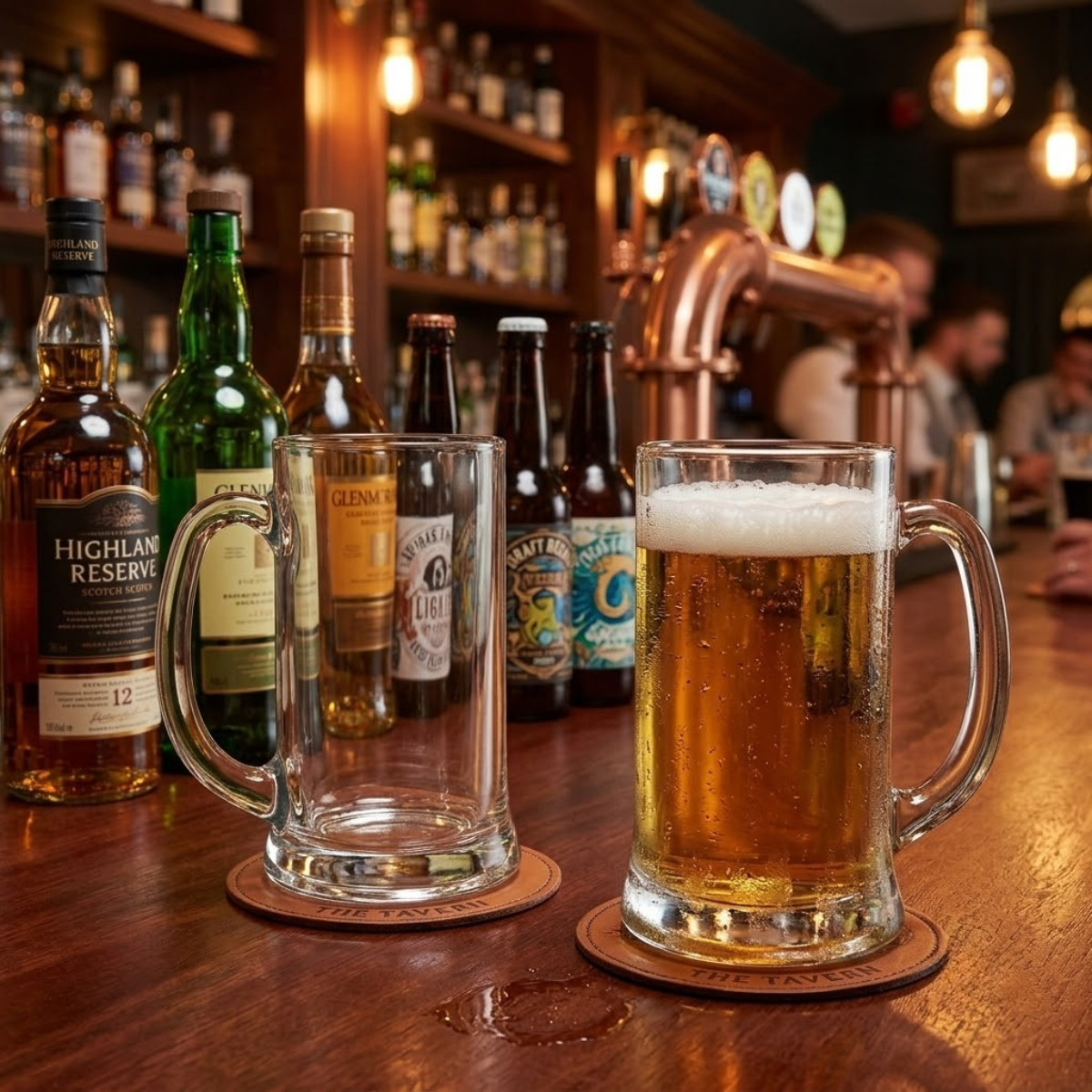 tarros de vidrio icono con asa para bar o restaurante uso rudo y constante perfectos para cerveza clara o oscura