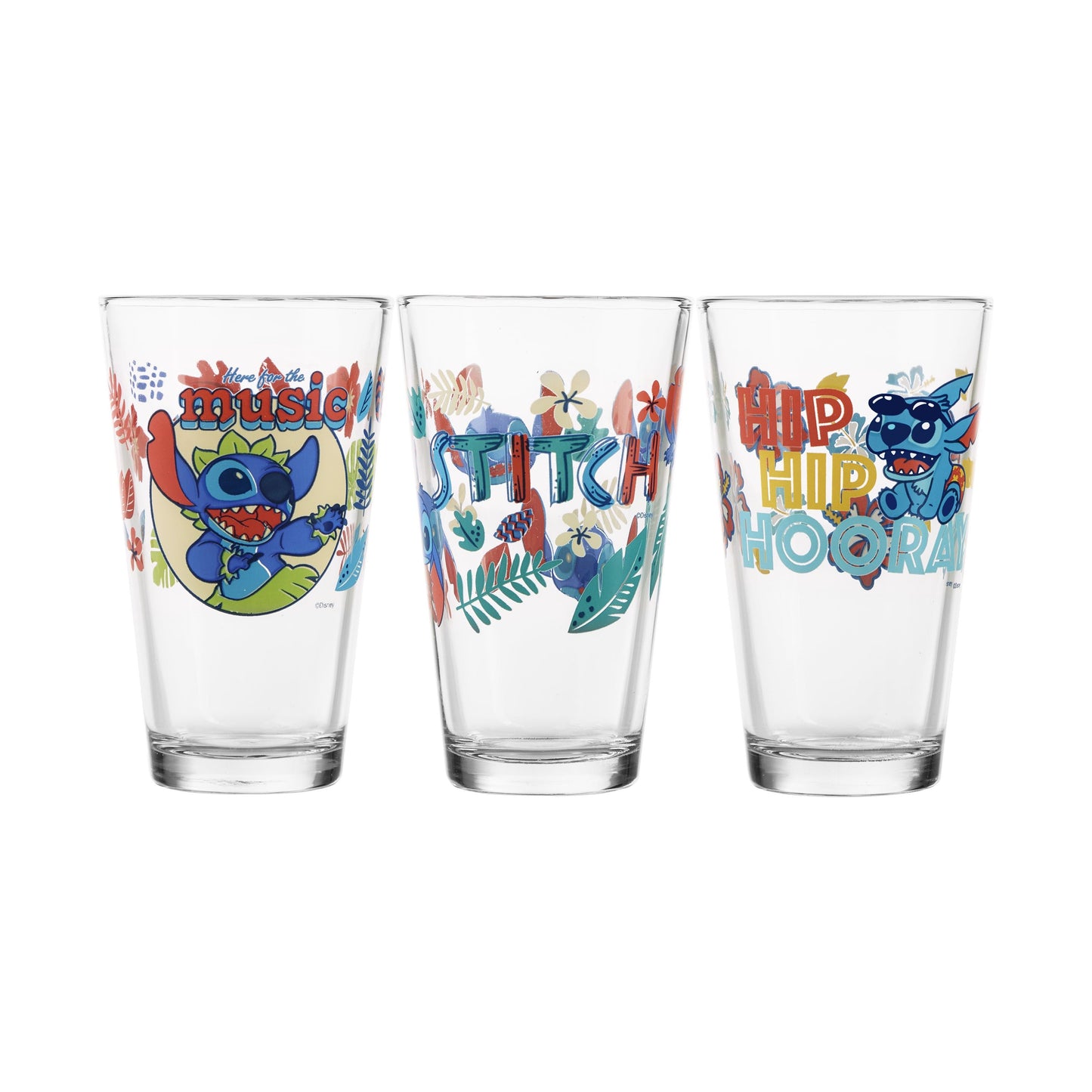 Disney Stitch - Juego 3 Vasos de Vidrio 414 ml