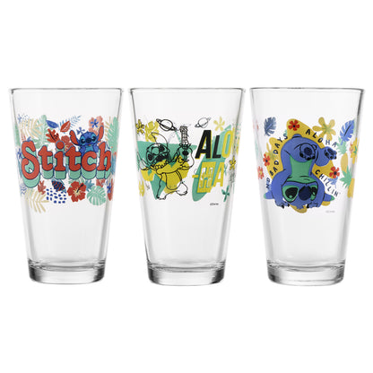 Disney Stitch - Juego 3 Vasos de Vidrio 414 ml