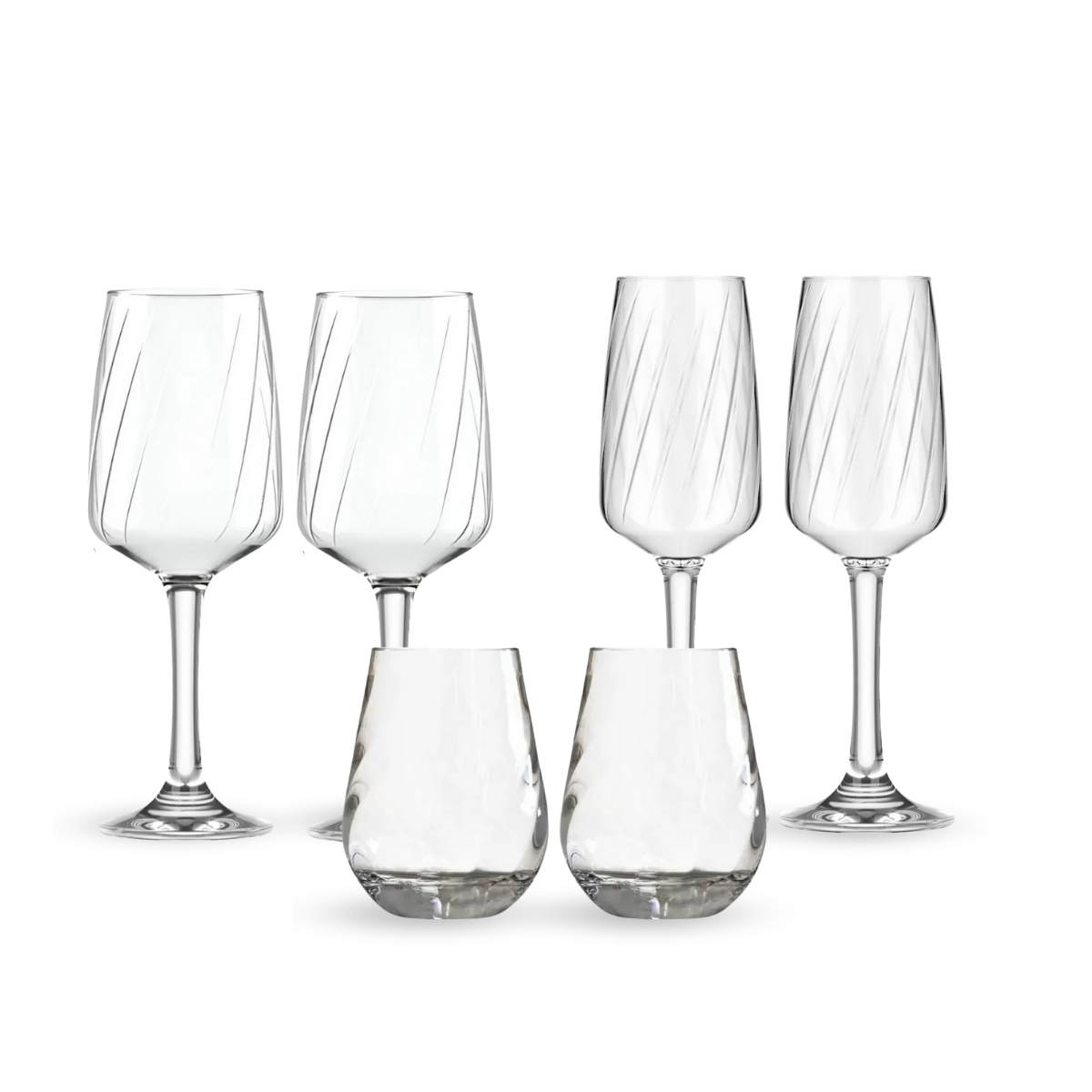 Lombardia- Juego de Copas y Vasos de Vidrio – Vino, Champaña y Bebidas - Juego 12 o 6